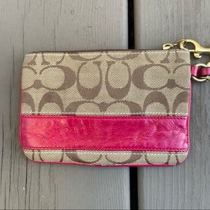 COACH Pink and Monogram Print Wristlet